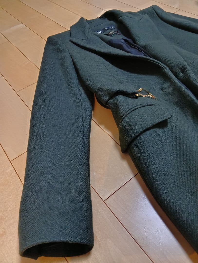 ザラ マンテコ ロングコート ダークグリーン MANTECO ベルト付 S