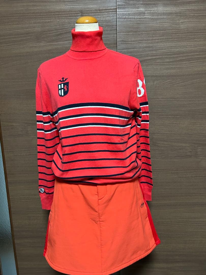 パーリーゲイツ PEARLY GATES タートルネックニット レッド サイズ1