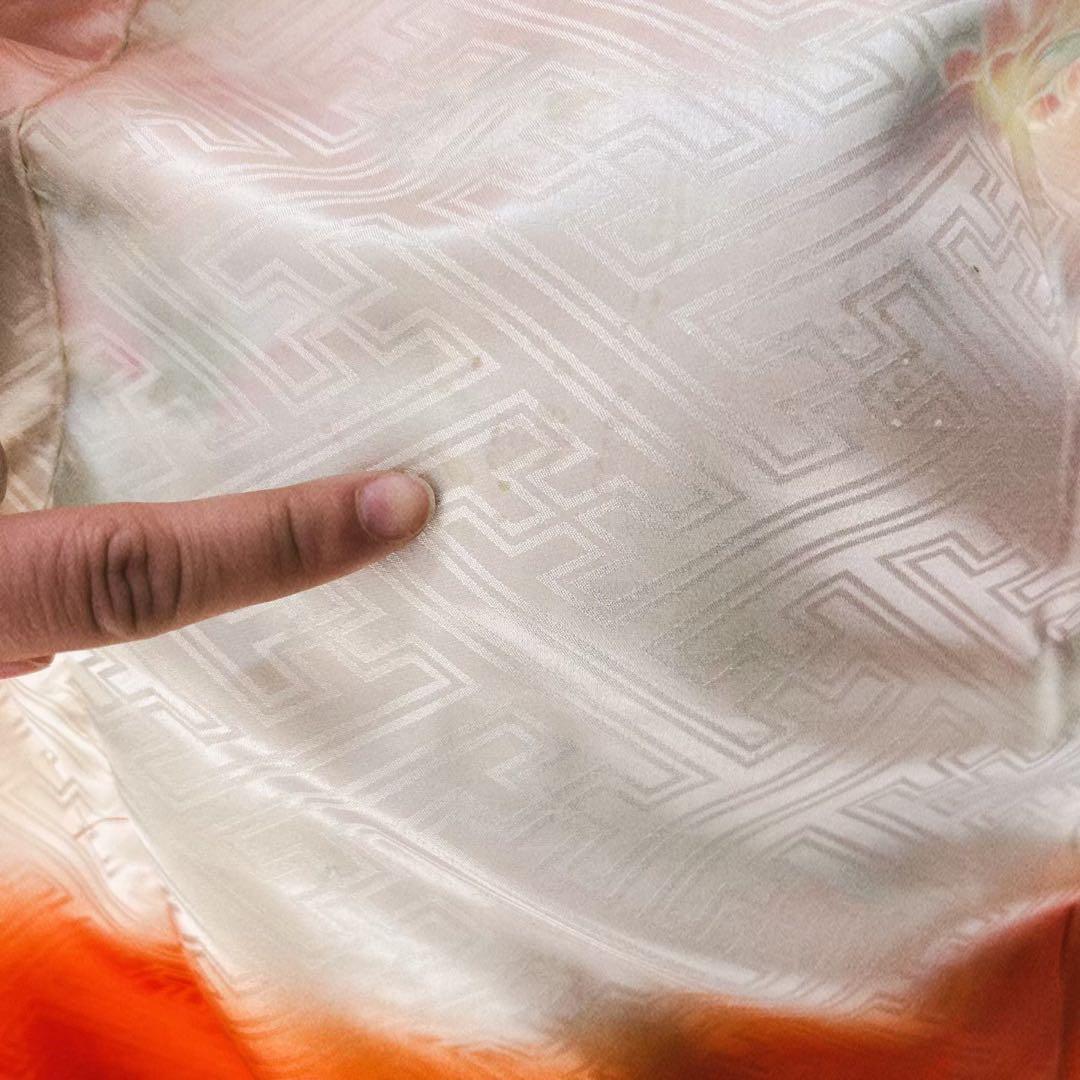 七五三　7歳　女の子　着物フルセット　小物セット　絹　あざやかオレンジ　5227