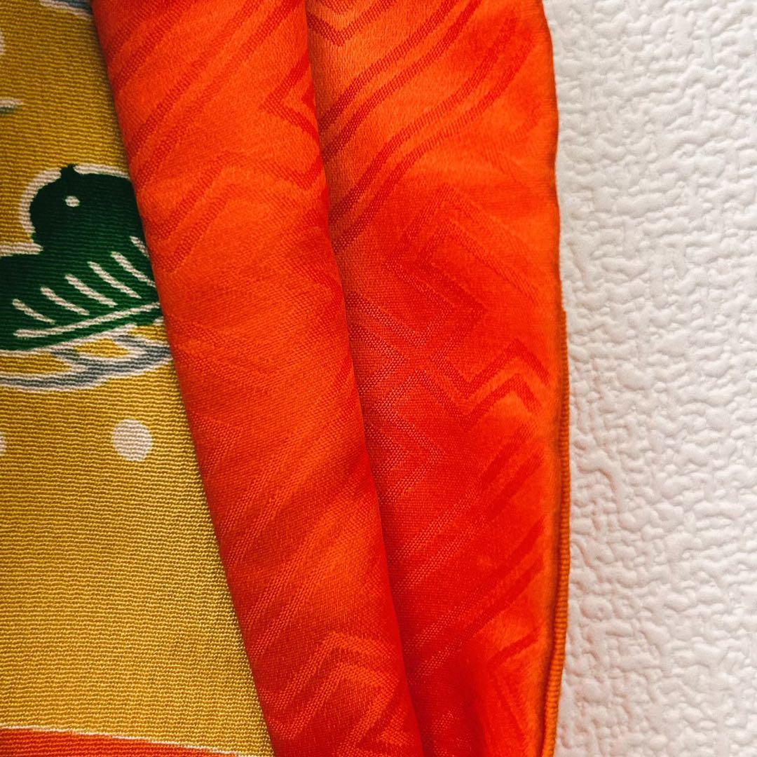 七五三　7歳　女の子　着物フルセット　小物セット　絹　あざやかオレンジ　5227