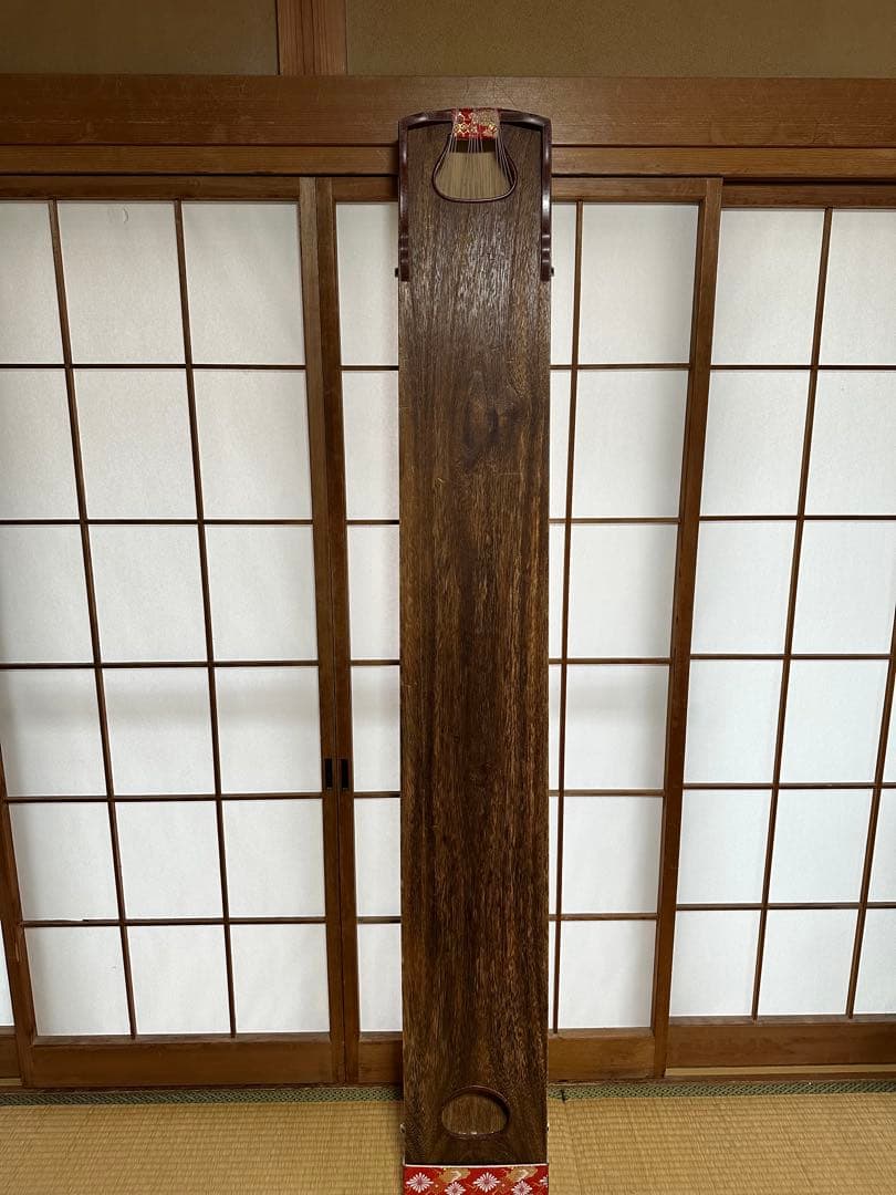 木製ダークブラウン筝 13弦 金箔装飾