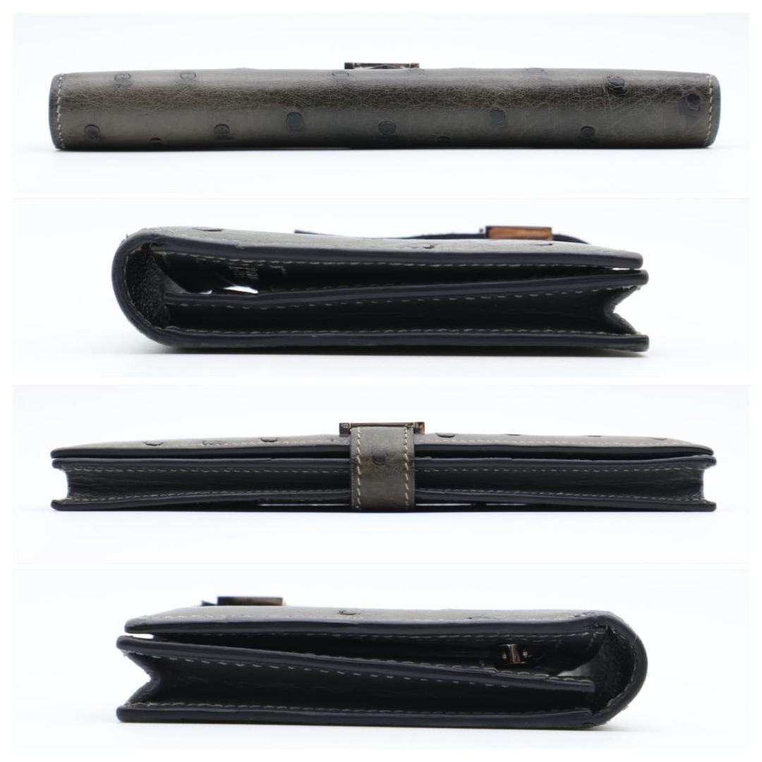 【極美品】HERMES ベアンスフレ　オーストリッチ　グレー系　長財布　□J刻印