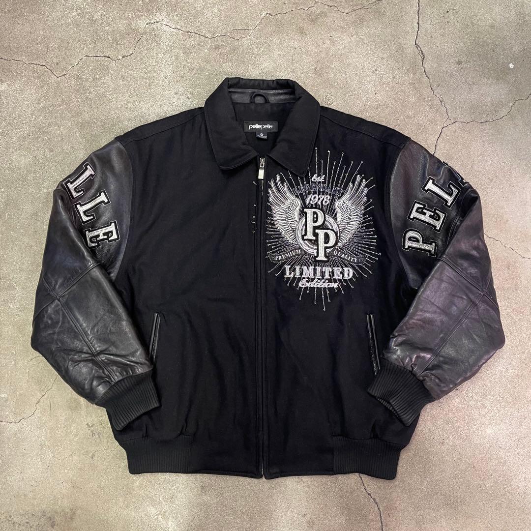 pellepelle バーシティジャケット スタジャン ブラック XXL