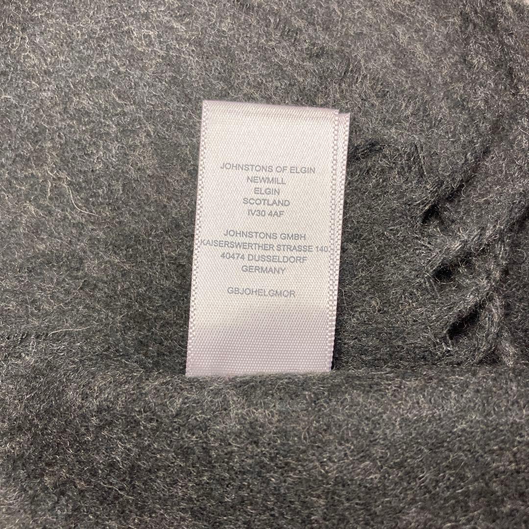 極美品 ジョンストンズ カシミヤ100％ 中判ストール チャコール グレー