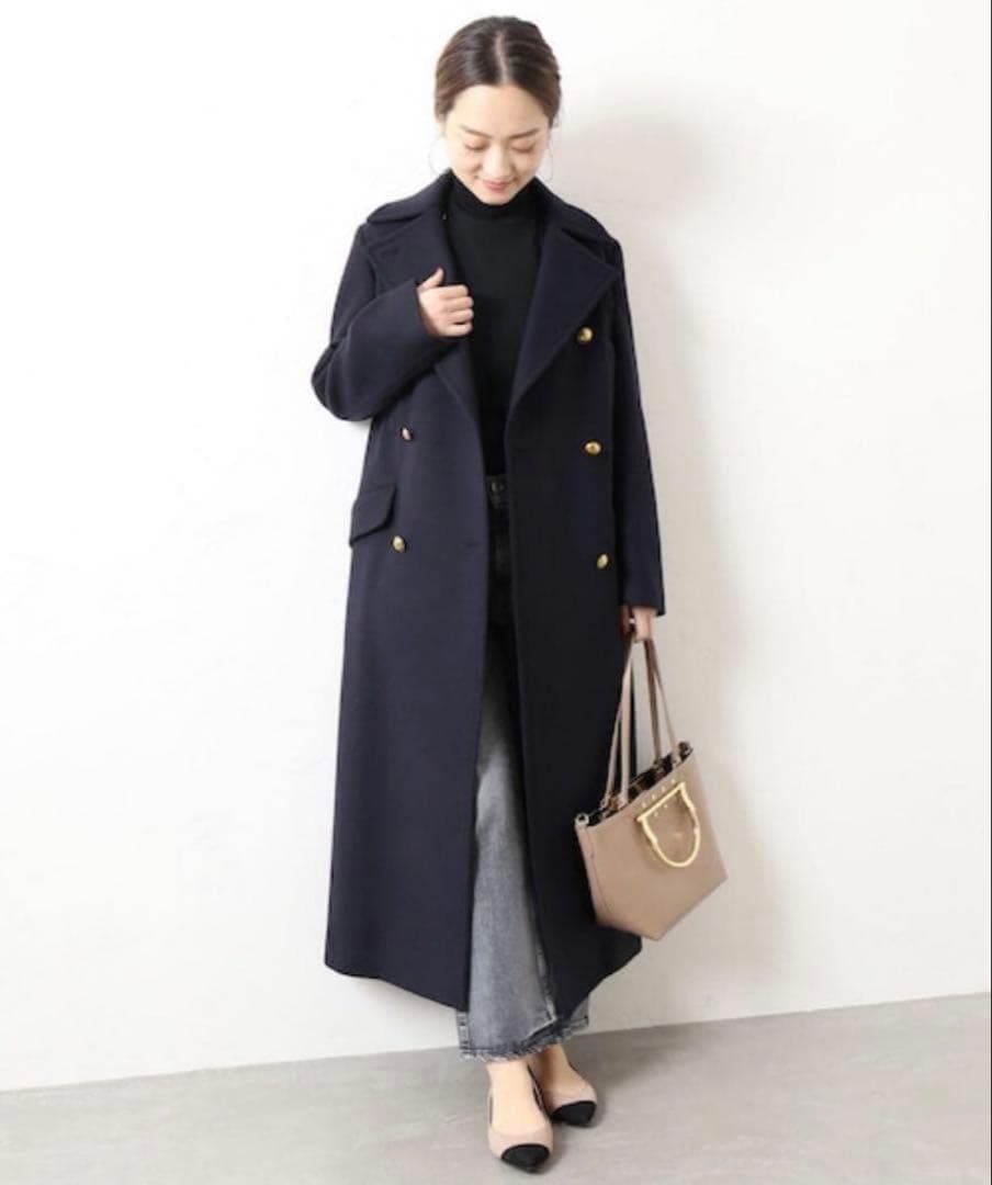 ヴェルメイユパー イエナ メルトン ミリタリーロング コート 38