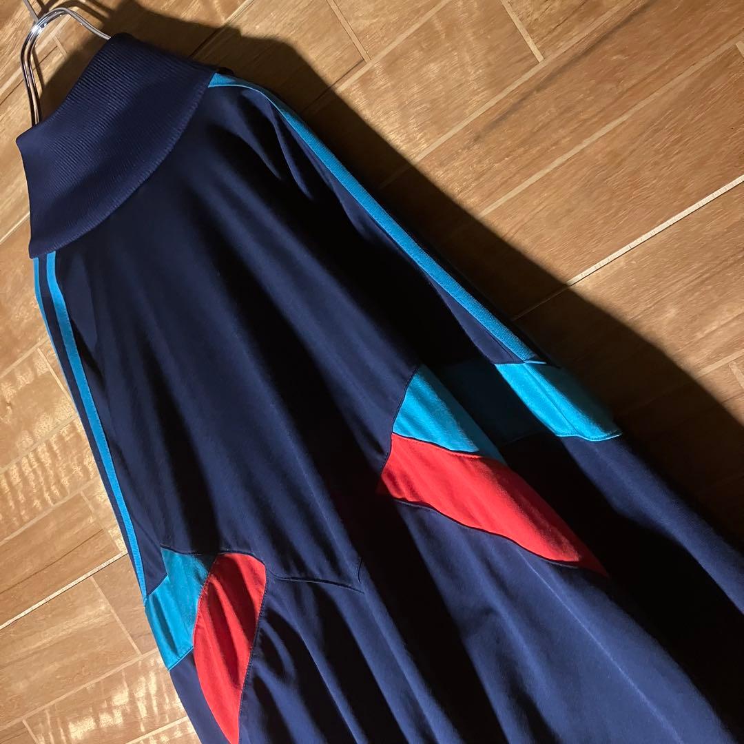 adidas トラックジャケット　ジャージ　スウェット　ネイビー　刺繍　XXL