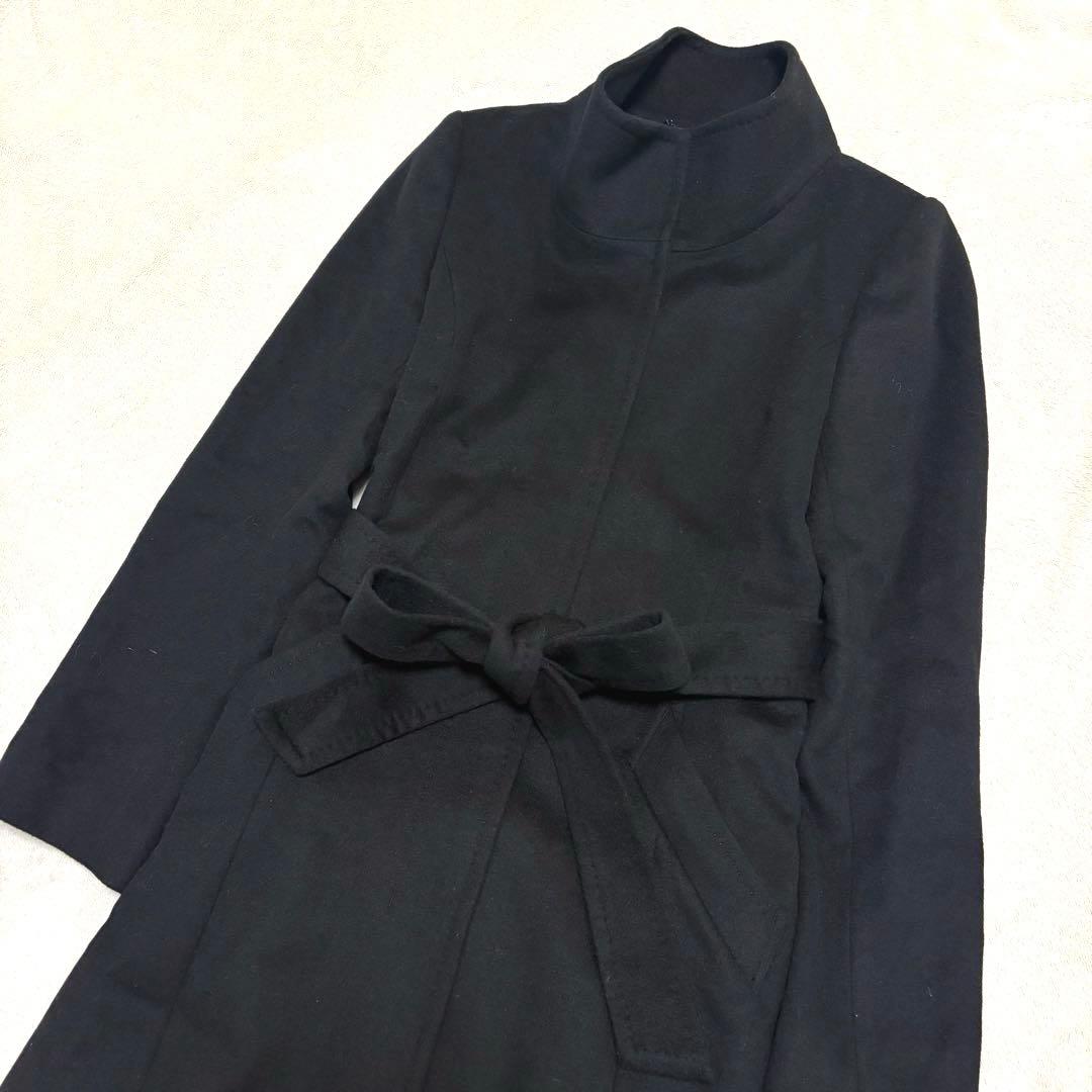 【未使用品】INDIVI インディヴィ　ウールカシミヤ　スタンドカラーコート　黒