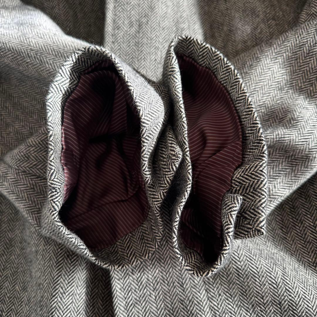 【カシミヤ100%】美品 MITSUMINE ヘリンボーン柄 ステンカラーコート