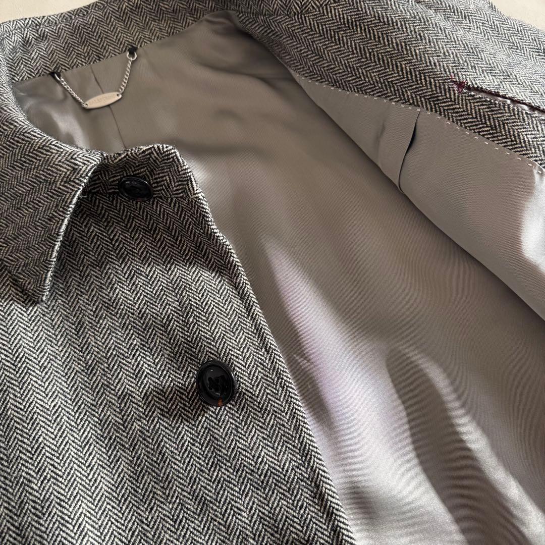 【カシミヤ100%】美品 MITSUMINE ヘリンボーン柄 ステンカラーコート