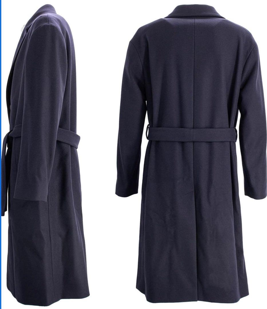 美品タグ付】hevo 48 L ネイビー ベルテッドコート 48 メンズビギ