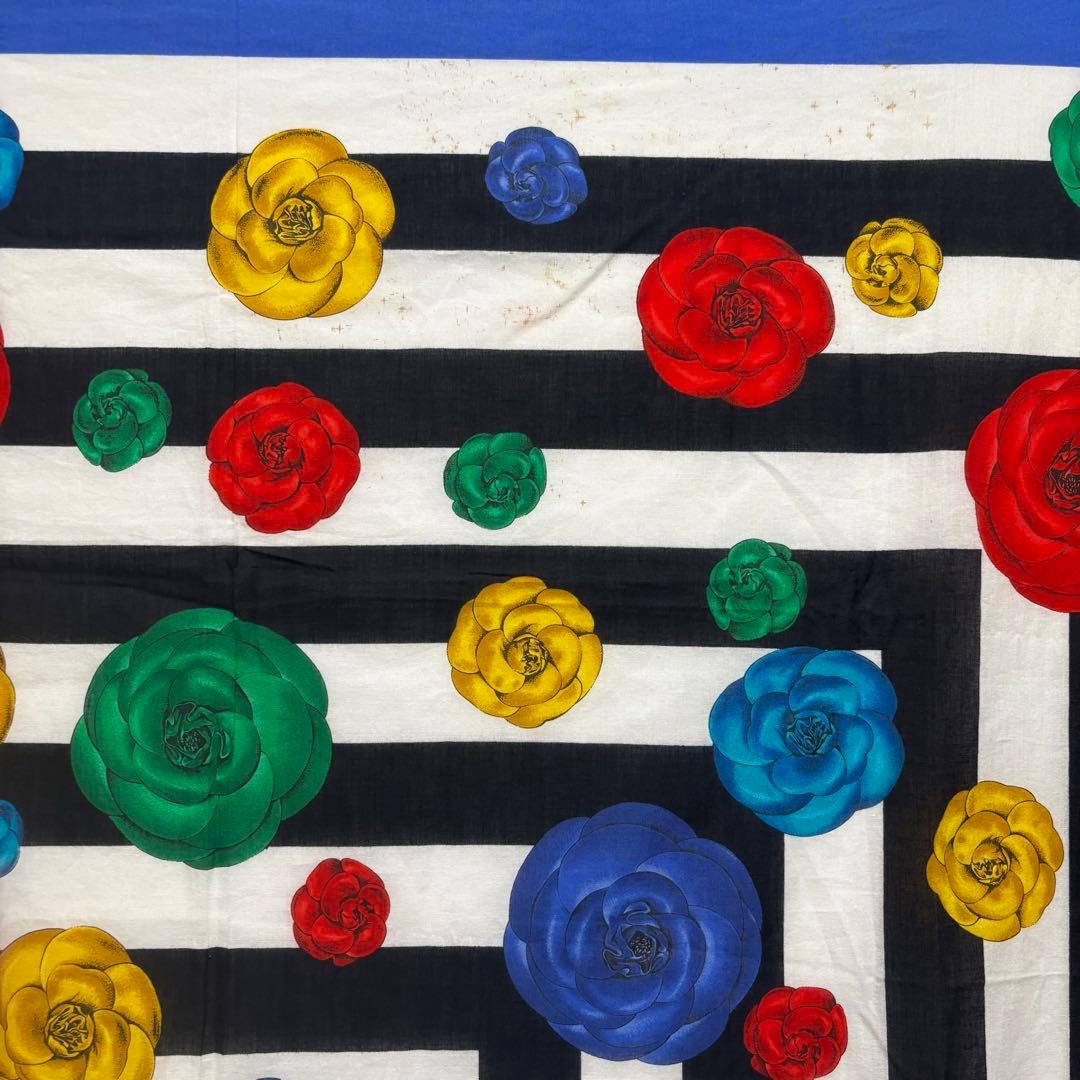 CHANEL シャネル カメリア コットン 大判ストール スカーフ