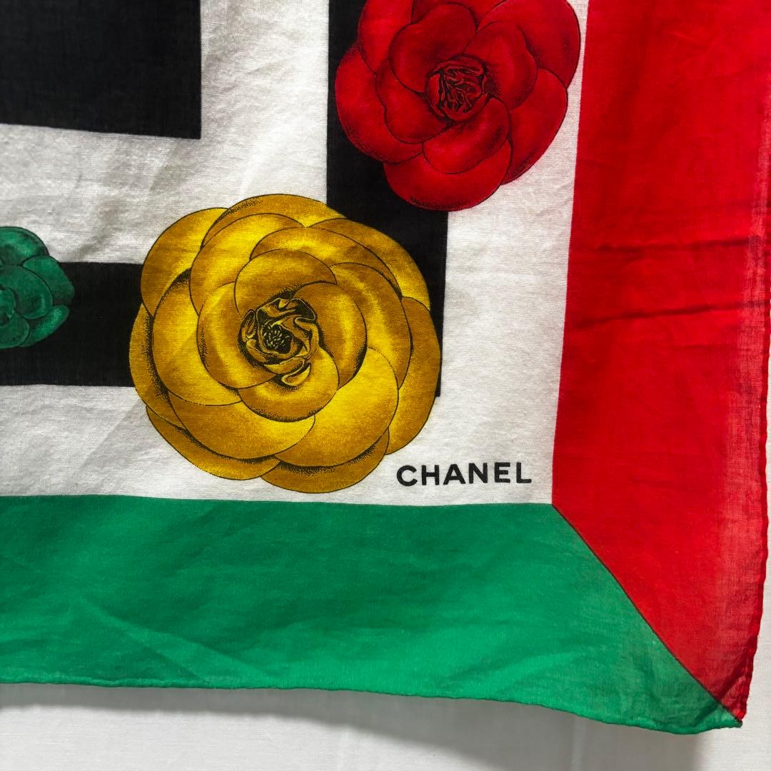 CHANEL シャネル カメリア コットン 大判ストール スカーフ