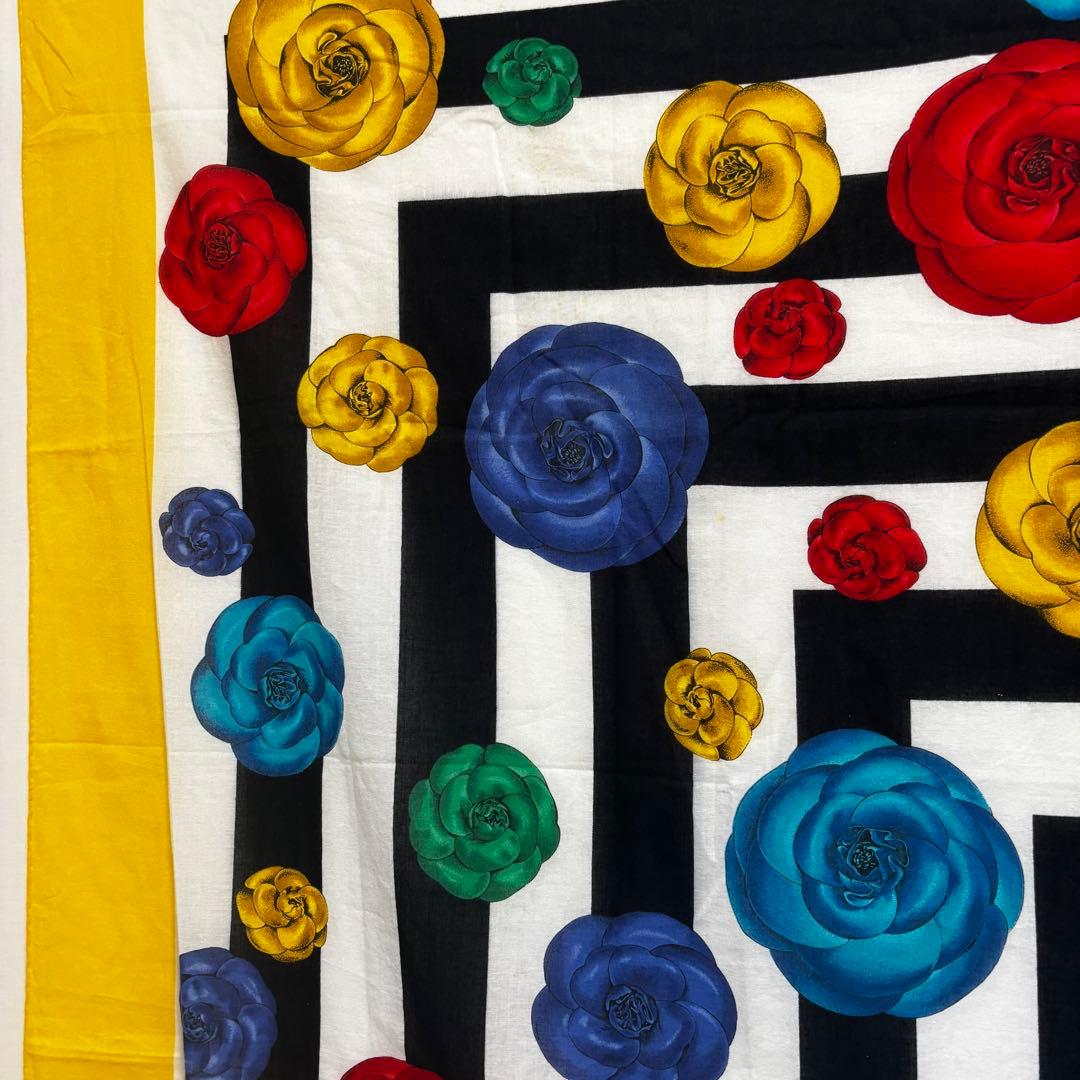 CHANEL シャネル カメリア コットン 大判ストール スカーフ