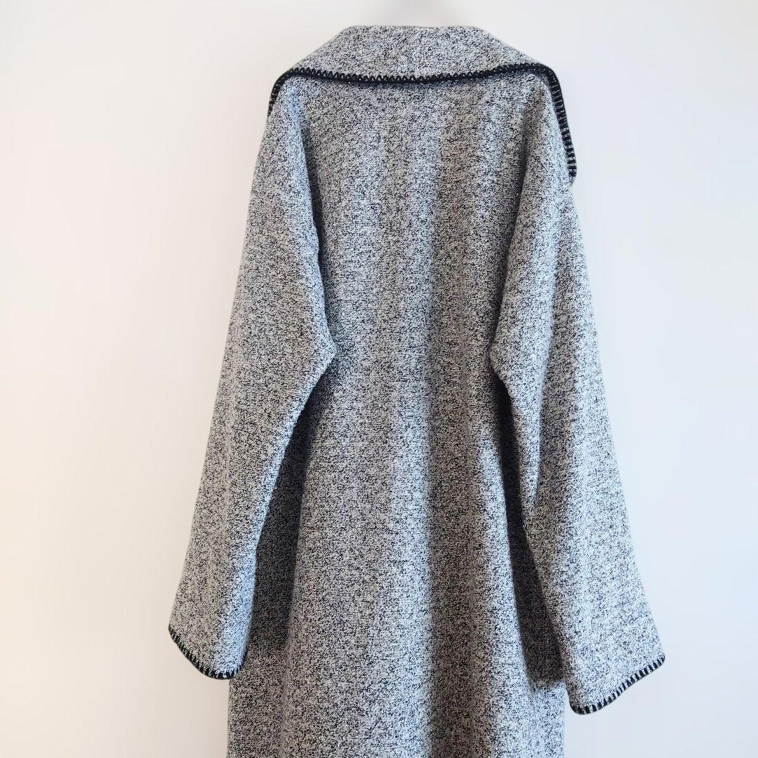 ★q アニエスベー ロング ガウンコート ショールカラー 女優襟 ツイード風 上