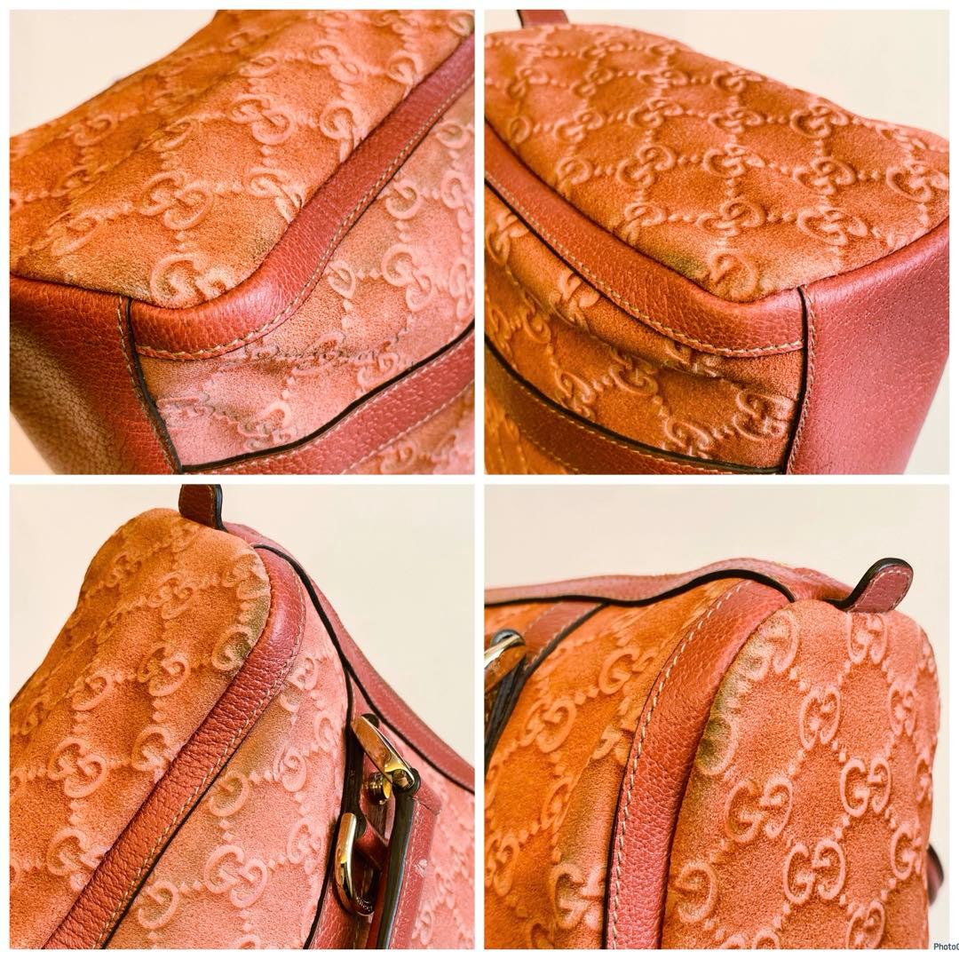 グッチ　GUCCI　ミニボストンバッグ　ハンドバッグ　gg柄　スウェード