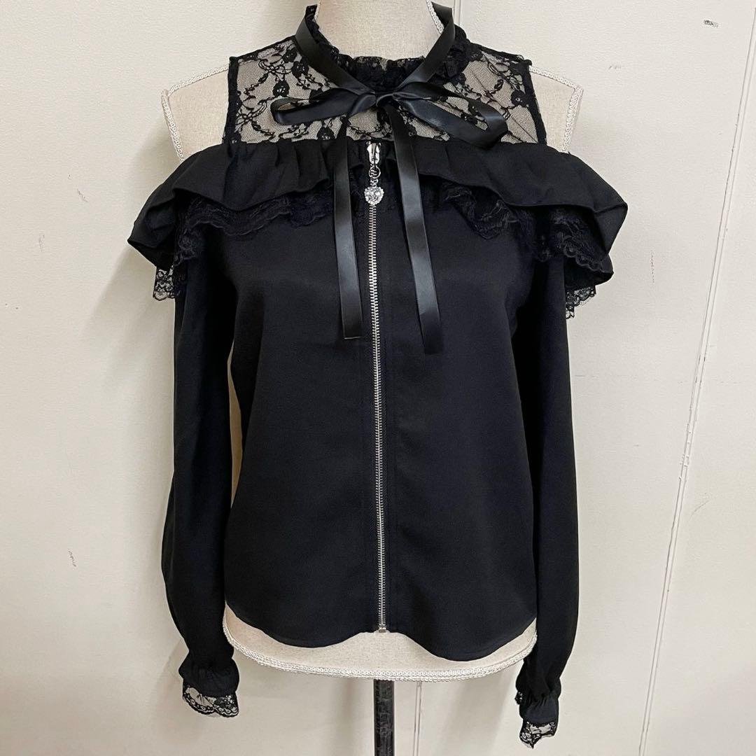 地雷 マーズ オフショルブラウス 十字架リボン チェック スカパン セットアップ