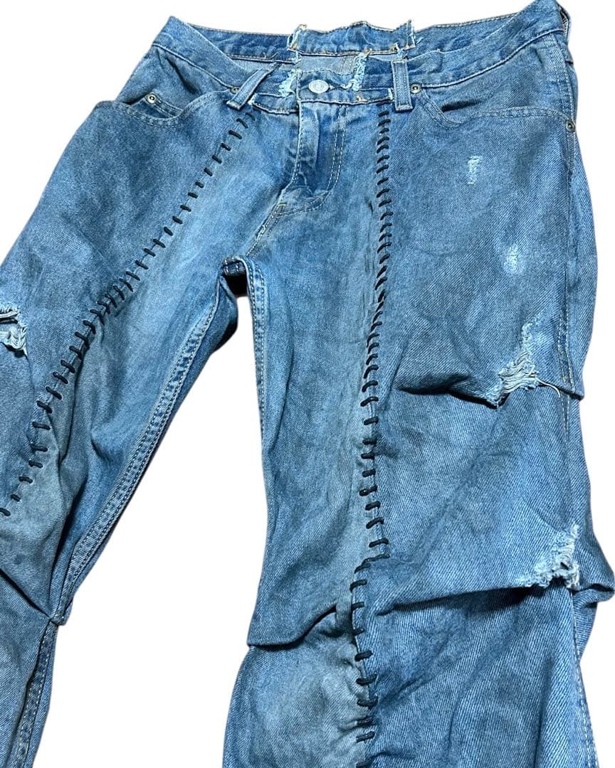 リメイク 1点物 再構築 ダメージジーンズ デニムパンツ