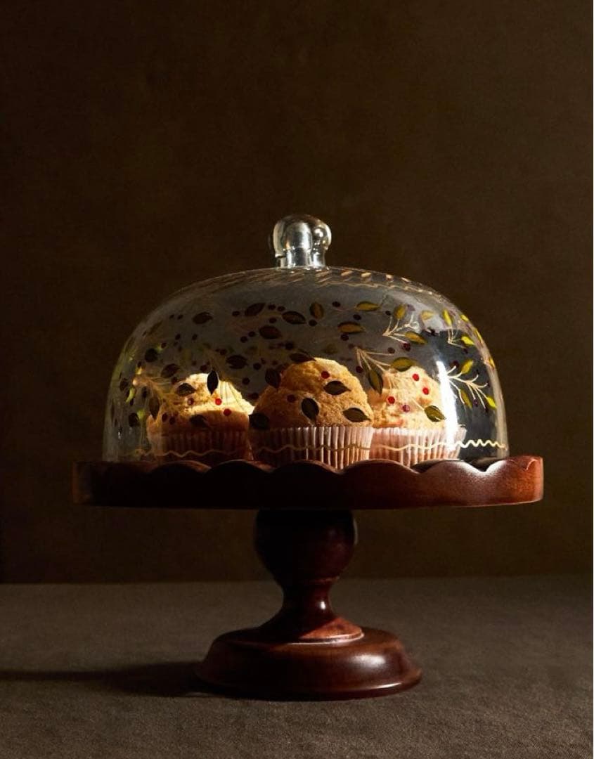 ZARA HOME クリスマスウッドスタンド付きケーキドーム【新品•タグ付き