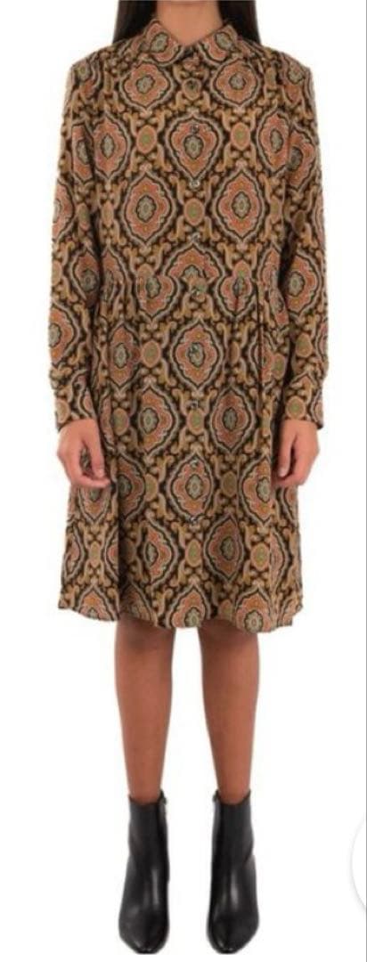 【美品】A.P.C.ペイズリー柄シルクワンピース36 ROBE JOANA