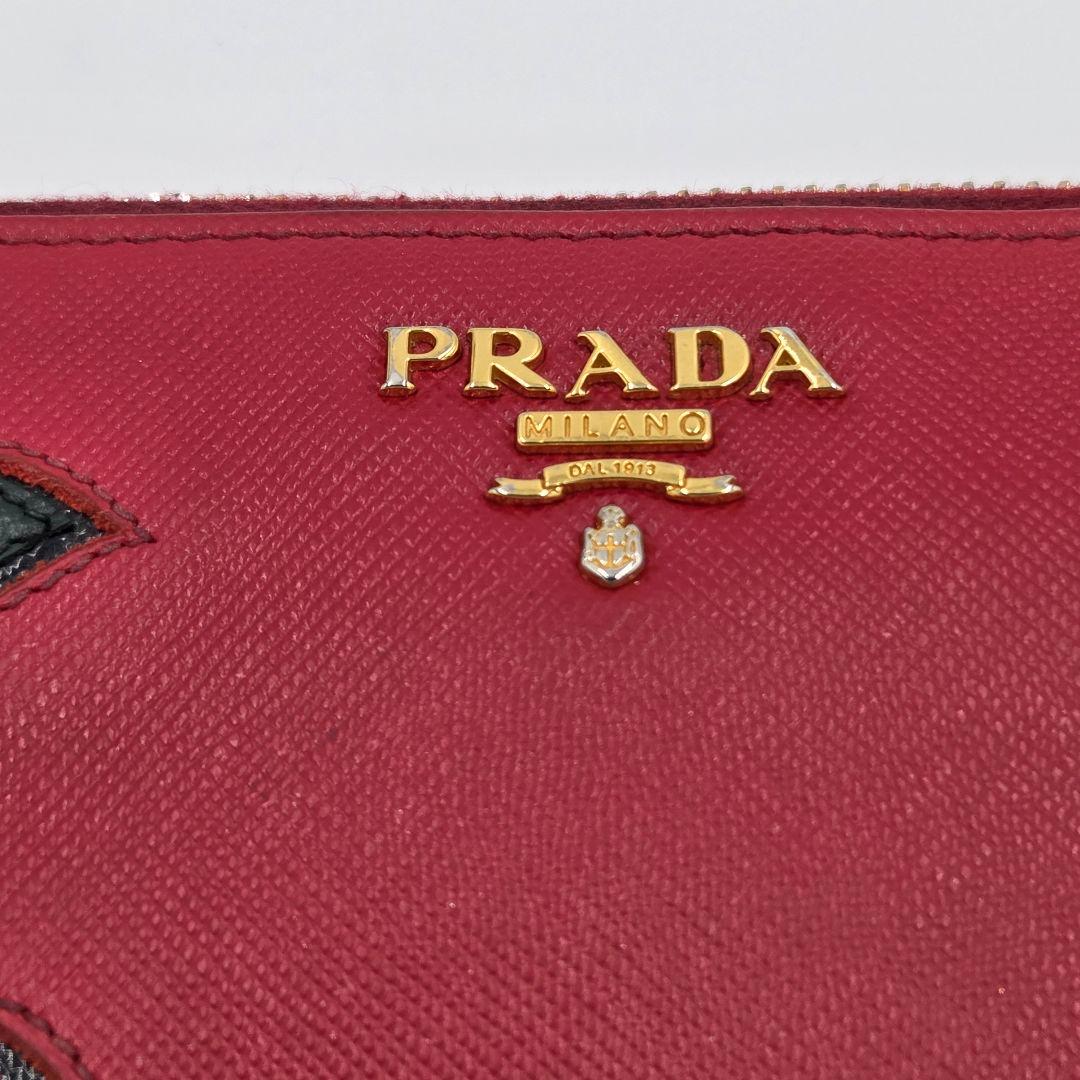 【美品】PRADA プラダ　長財布　ブラック　チェリー　ジッピー　ラウンド