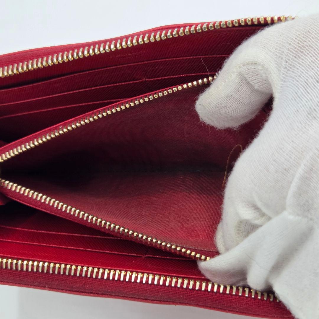 【美品】PRADA プラダ　長財布　ブラック　チェリー　ジッピー　ラウンド