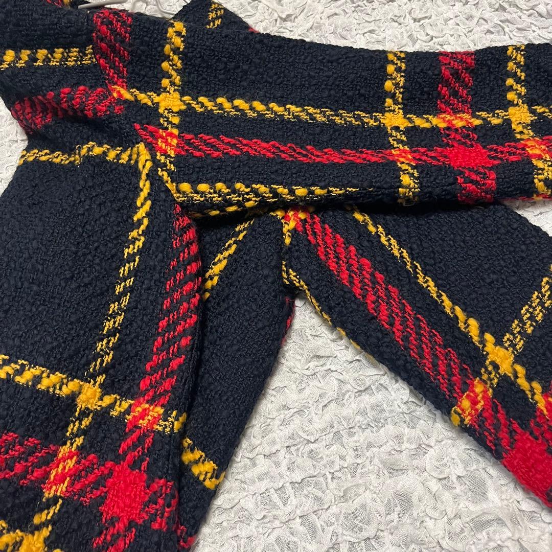 ツイード【ジャーナルスタンダード】チェック柄 ロングコート ノーカラーコート