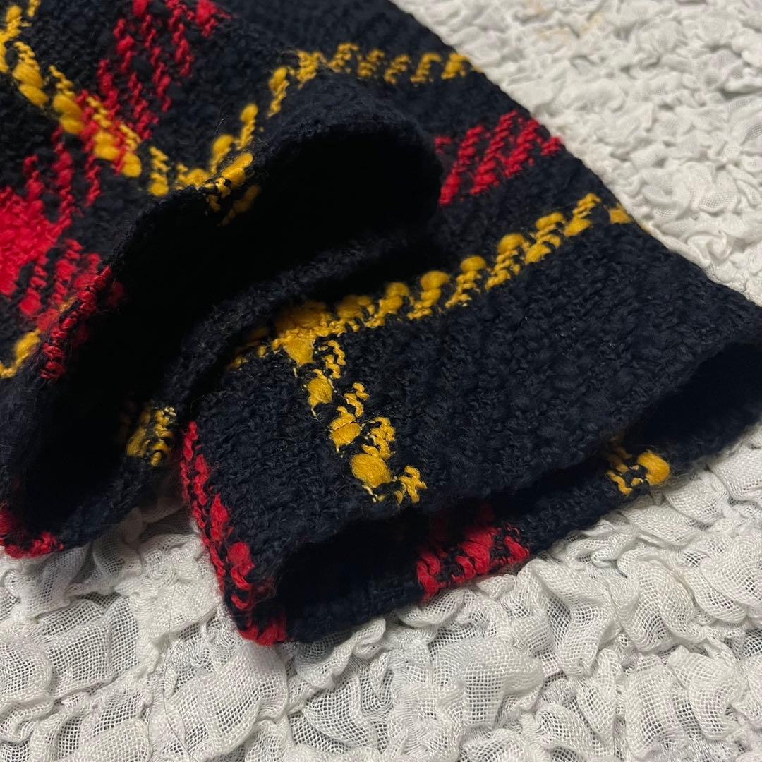 ツイード【ジャーナルスタンダード】チェック柄 ロングコート ノーカラーコート