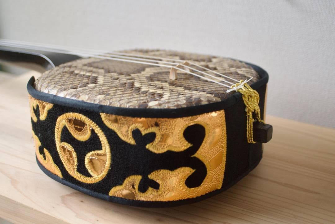 三線　沖縄　本皮強化張り 爪、ハードケース付　初心者セット　三味線　送料込み