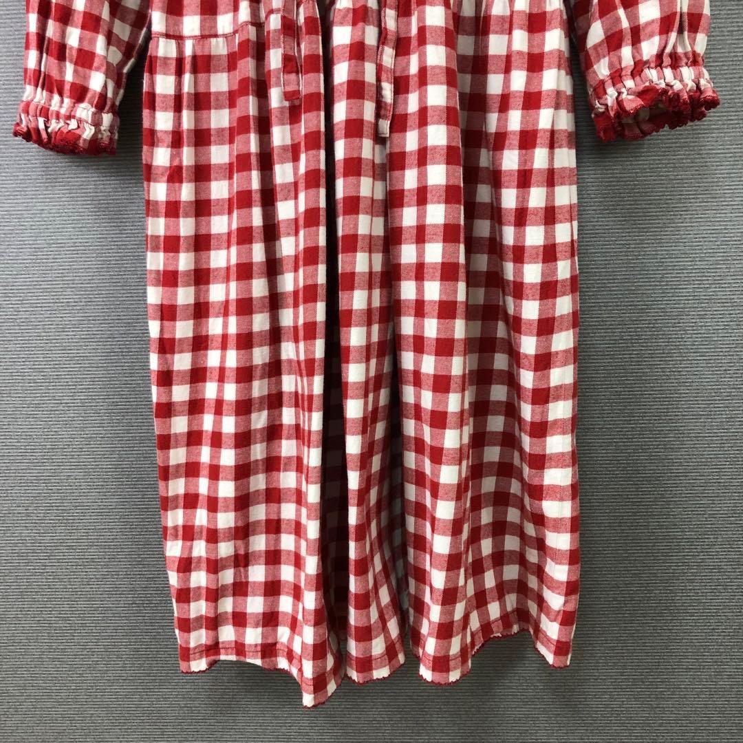 PINK HOUSE ギンガムチェック リボン ひざ丈ワンピース レッド