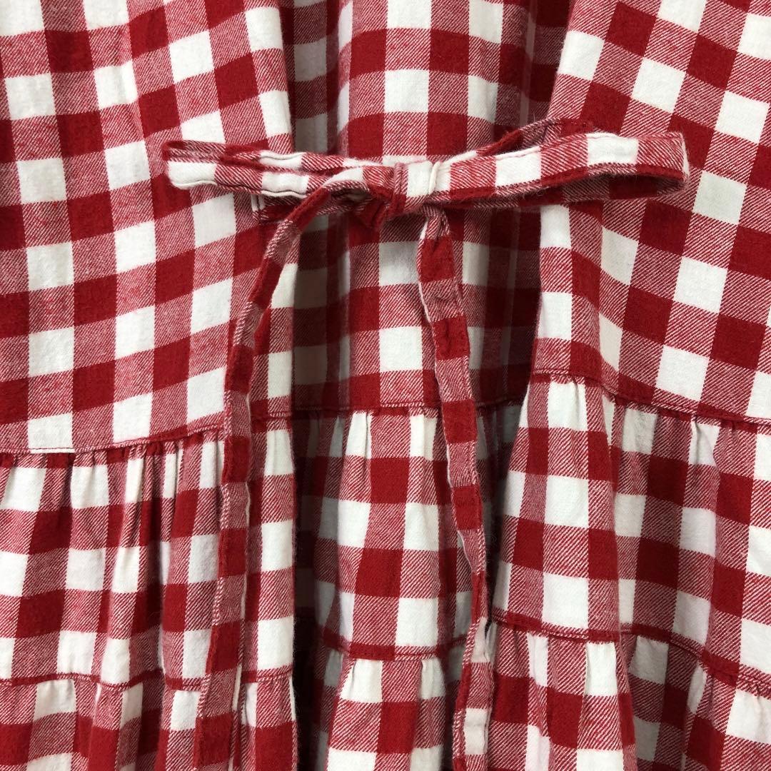 PINK HOUSE ギンガムチェック リボン ひざ丈ワンピース レッド