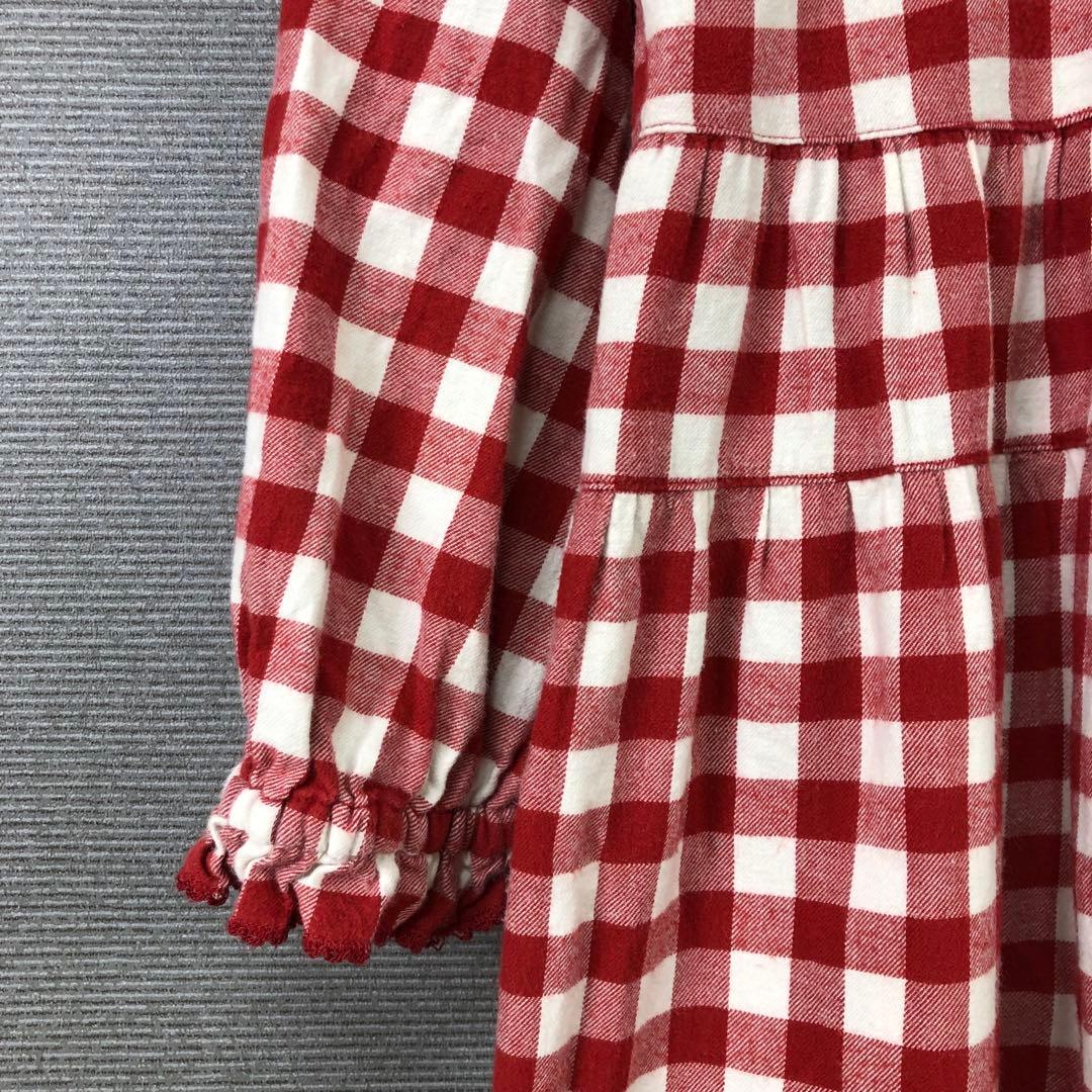 PINK HOUSE ギンガムチェック リボン ひざ丈ワンピース レッド