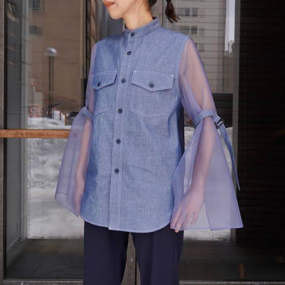 HYKE美品⭐️ハイクミリタリーシアースリーブシャツジャケットブルゾンコットン