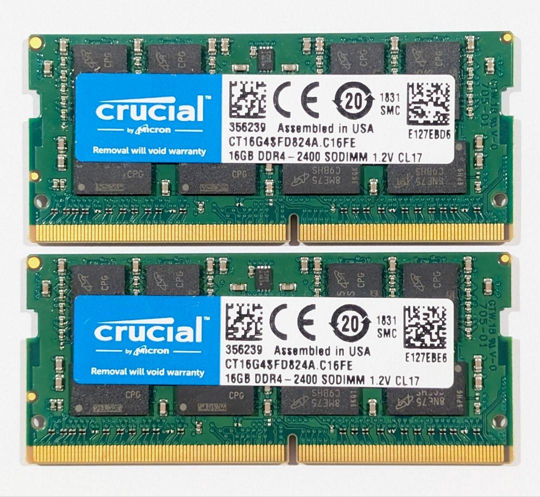 ノート用メモリー Crucial 32GB (16GBx2) DDR4 2400