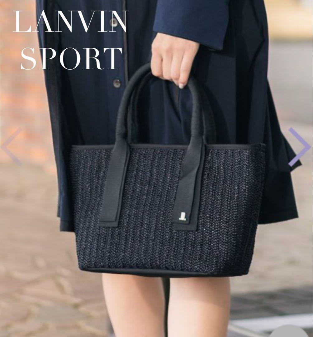 極美品 LANVIN SPORT 天然風カートバッグ ブラック ランバン スポール LANVIN SPORT キルティングデザインカートバッグ