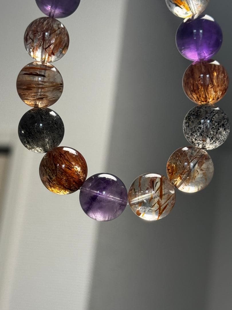 天然スーパーセブンブレスレット　14mm 天然石 パワーストーン