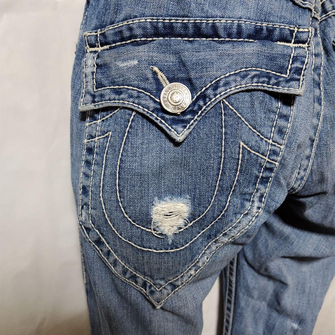 00s TRUE RELIGION フランキービッグティー 白糸 フレア デニ