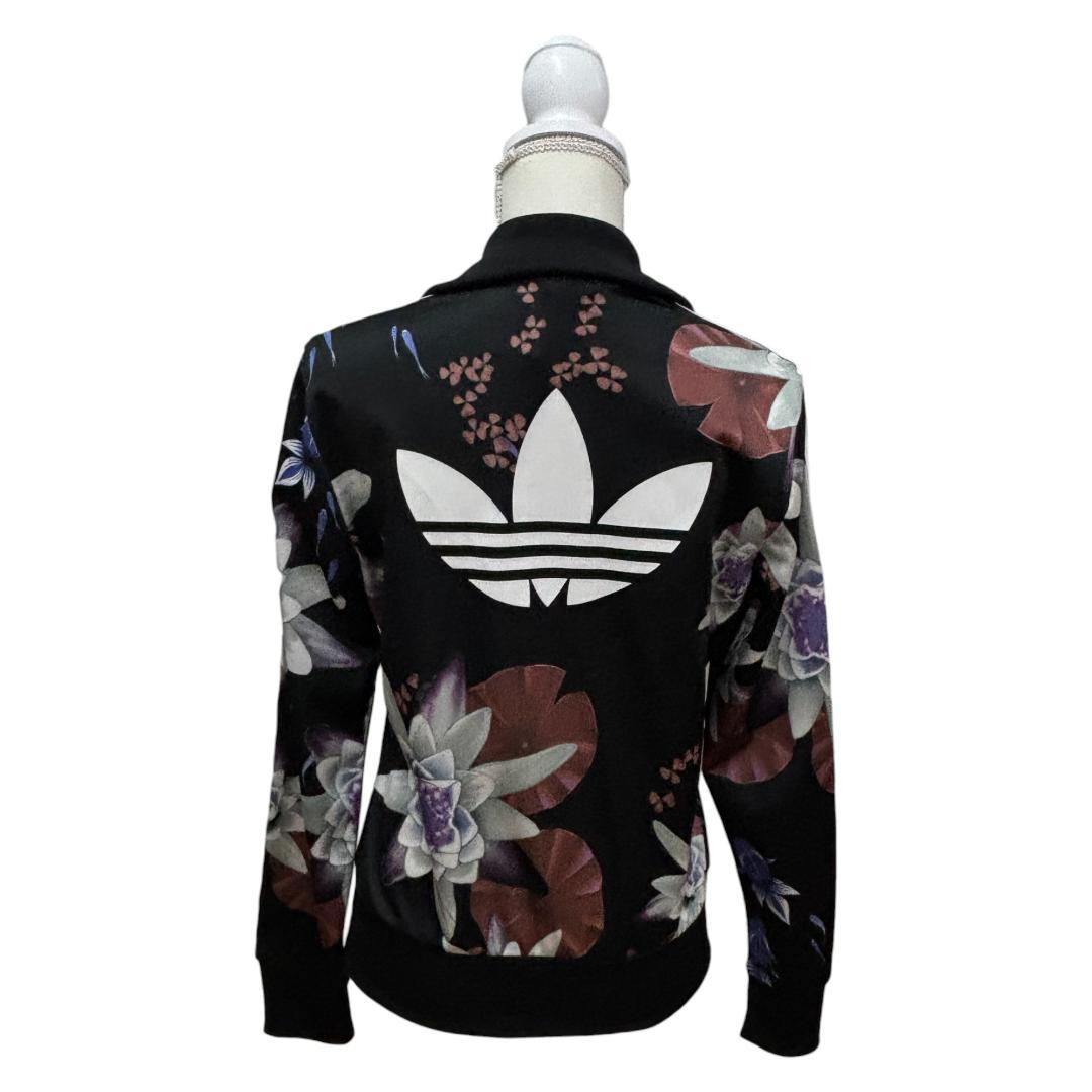 adidas アディダス トラックジャケット　黒×花柄 長袖 ジャージ L