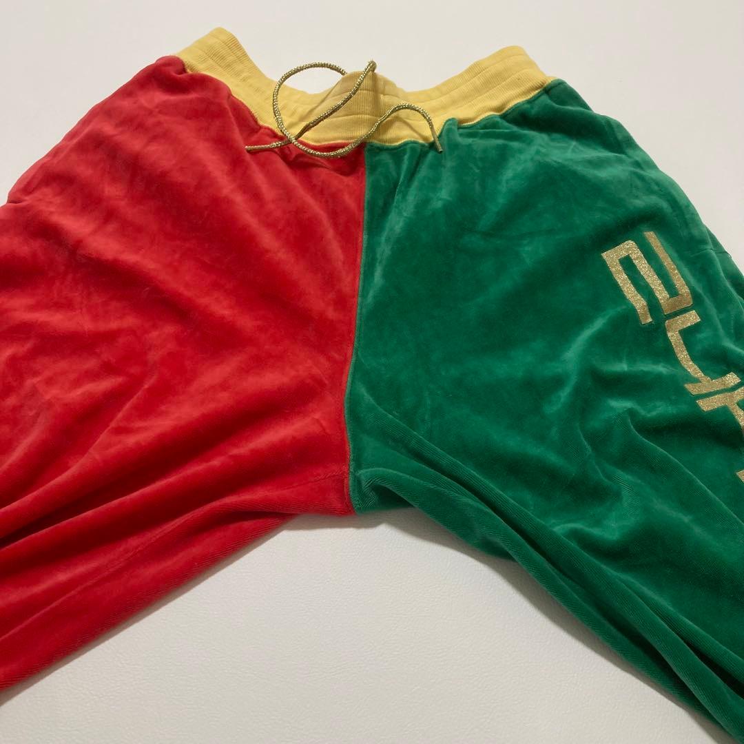 美品 24karats ベロア セットアップ L ラスタカラー 刺繍ロゴ 金