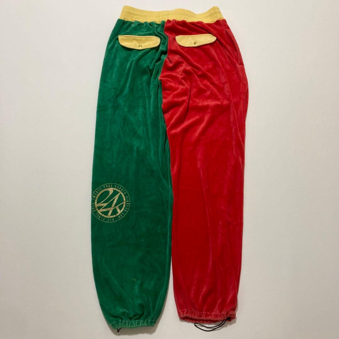 美品 24karats ベロア セットアップ L ラスタカラー 刺繍ロゴ 金