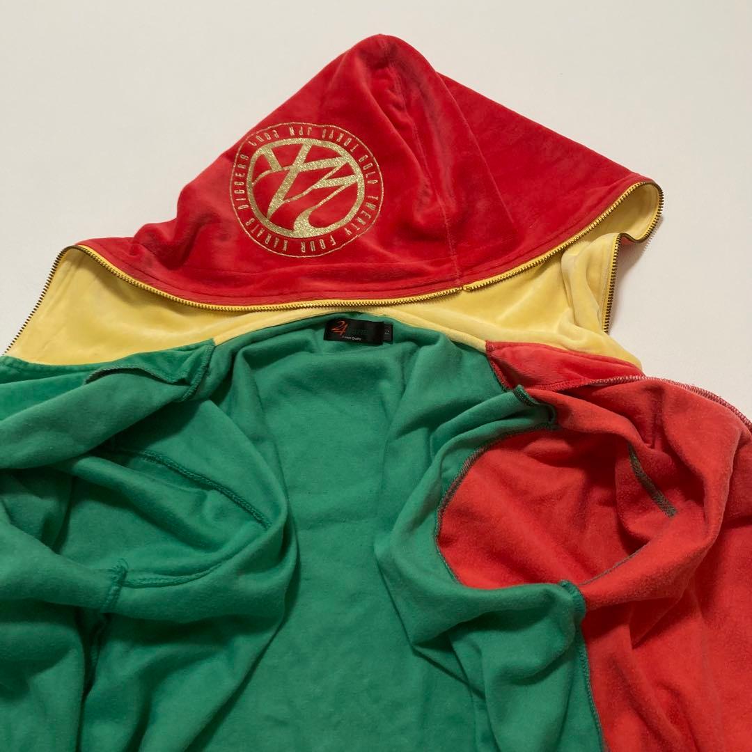 美品 24karats ベロア セットアップ L ラスタカラー 刺繍ロゴ 金