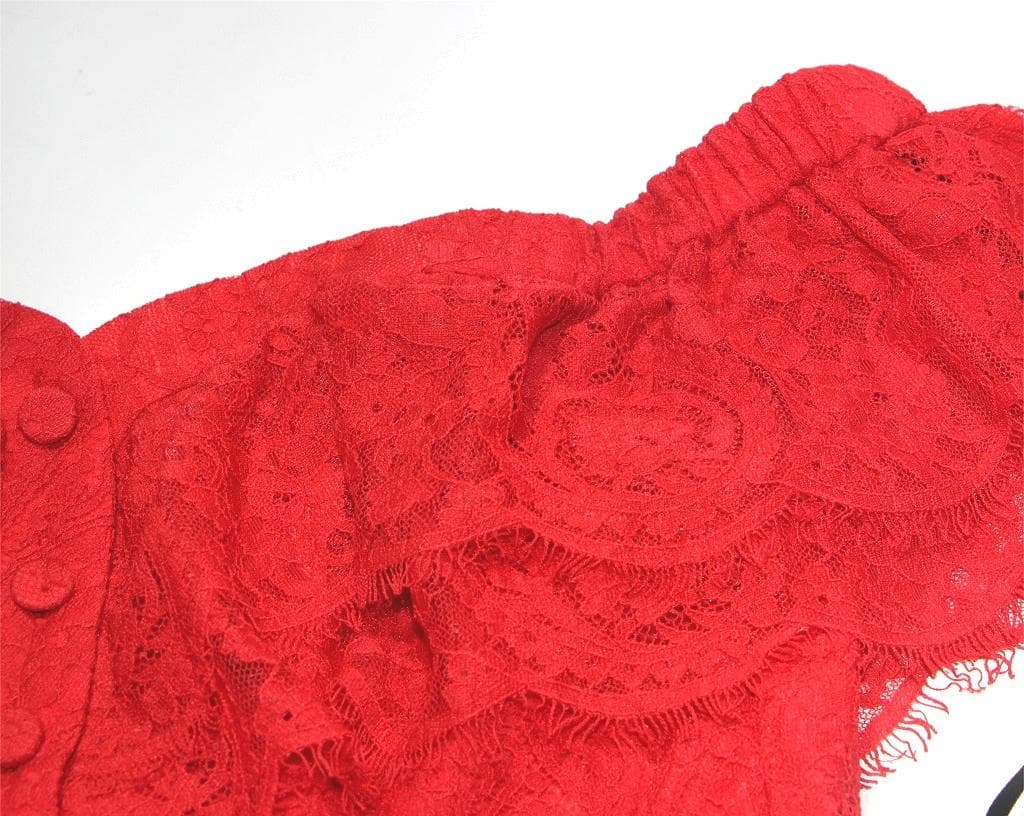 ｙ*ｉ様 セルフポートレイト ワンピース レース オフショルダー 赤 UK8 未