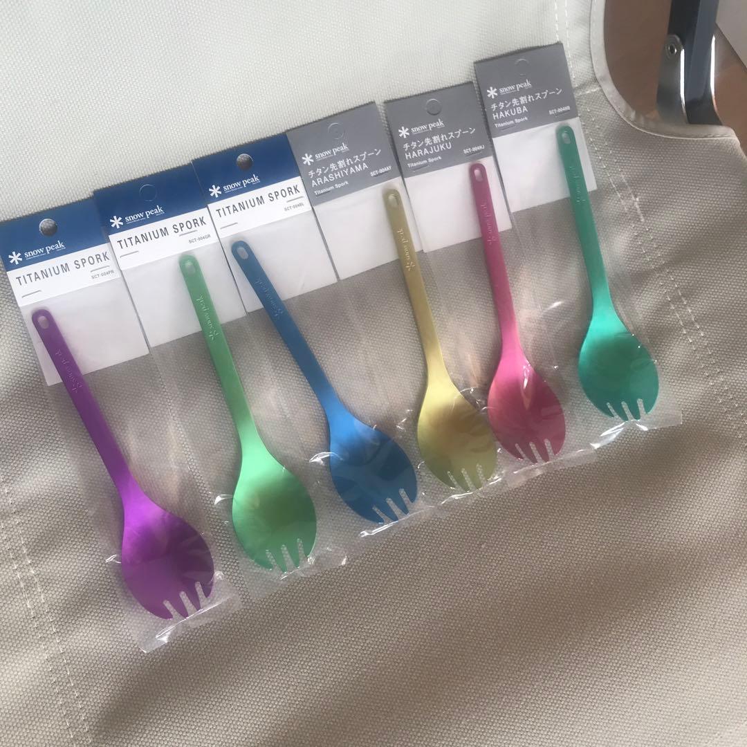snow peak チタンカラー先割れスプーン6本セット アウトドア・釣り