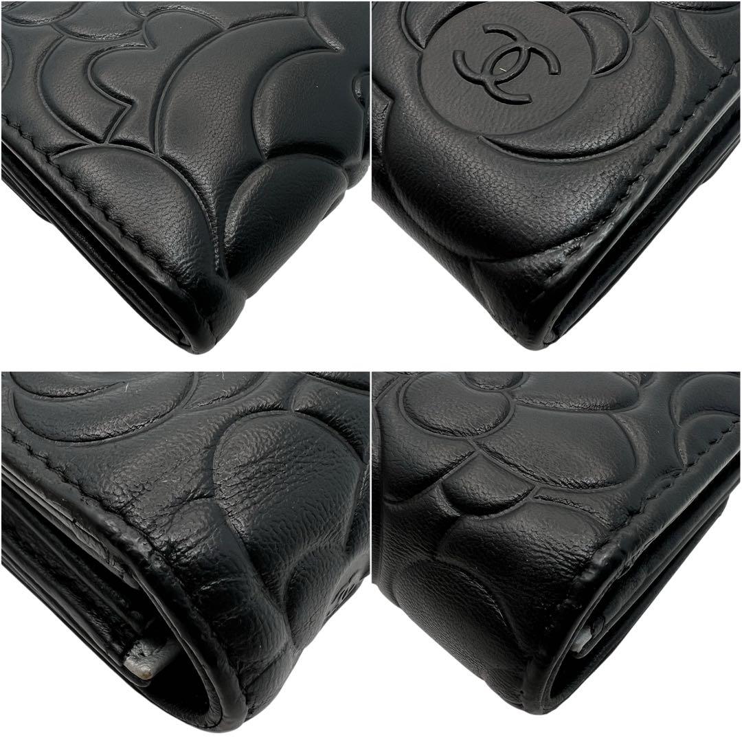 CHANEL シャネル カメリア エンボス ロングフラップウォレット 長財布