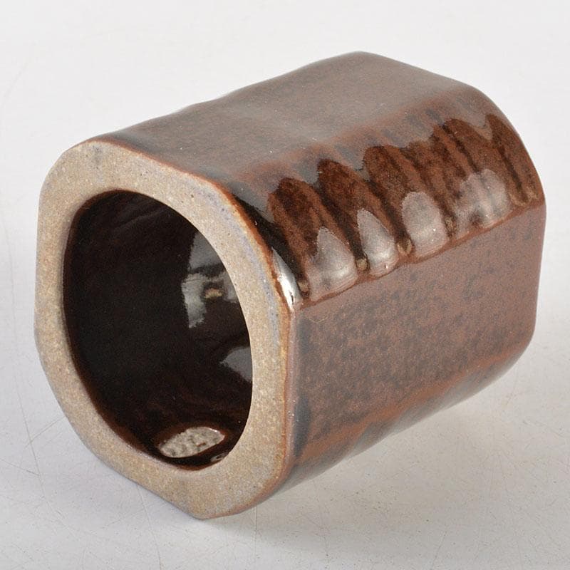 茶道具 膳所焼 淡海ぜぜ 陽炎園造 面取 蓋置 共布共箱