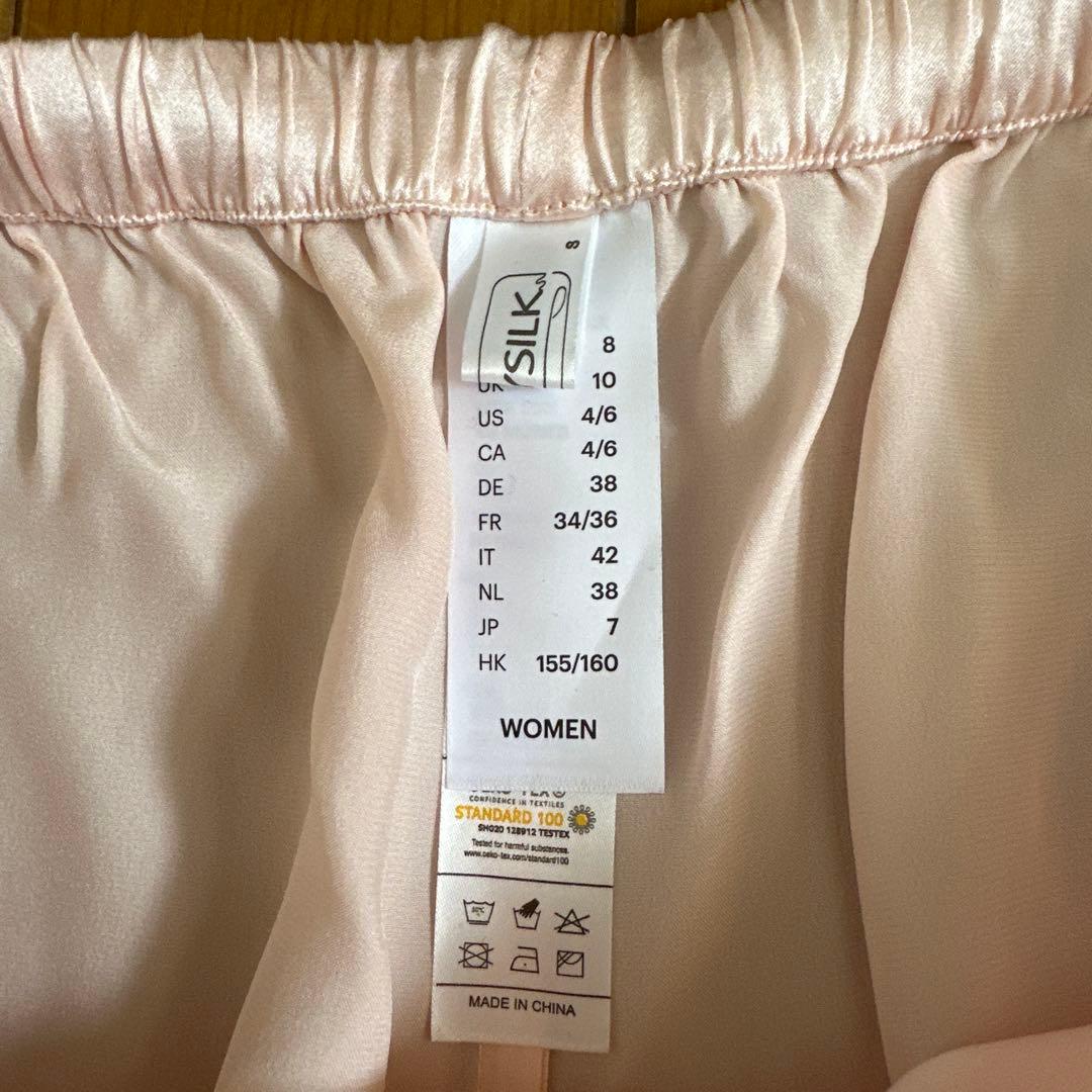 LILY SILK パジャマ　シルク100% 絹100% 長袖　淡いピンク　上下