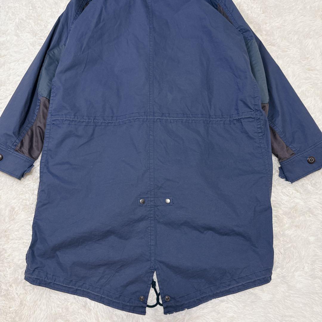ツモリチサト モッズコート ラクーンファー ライナー付 切替 ネイビー Ｌ