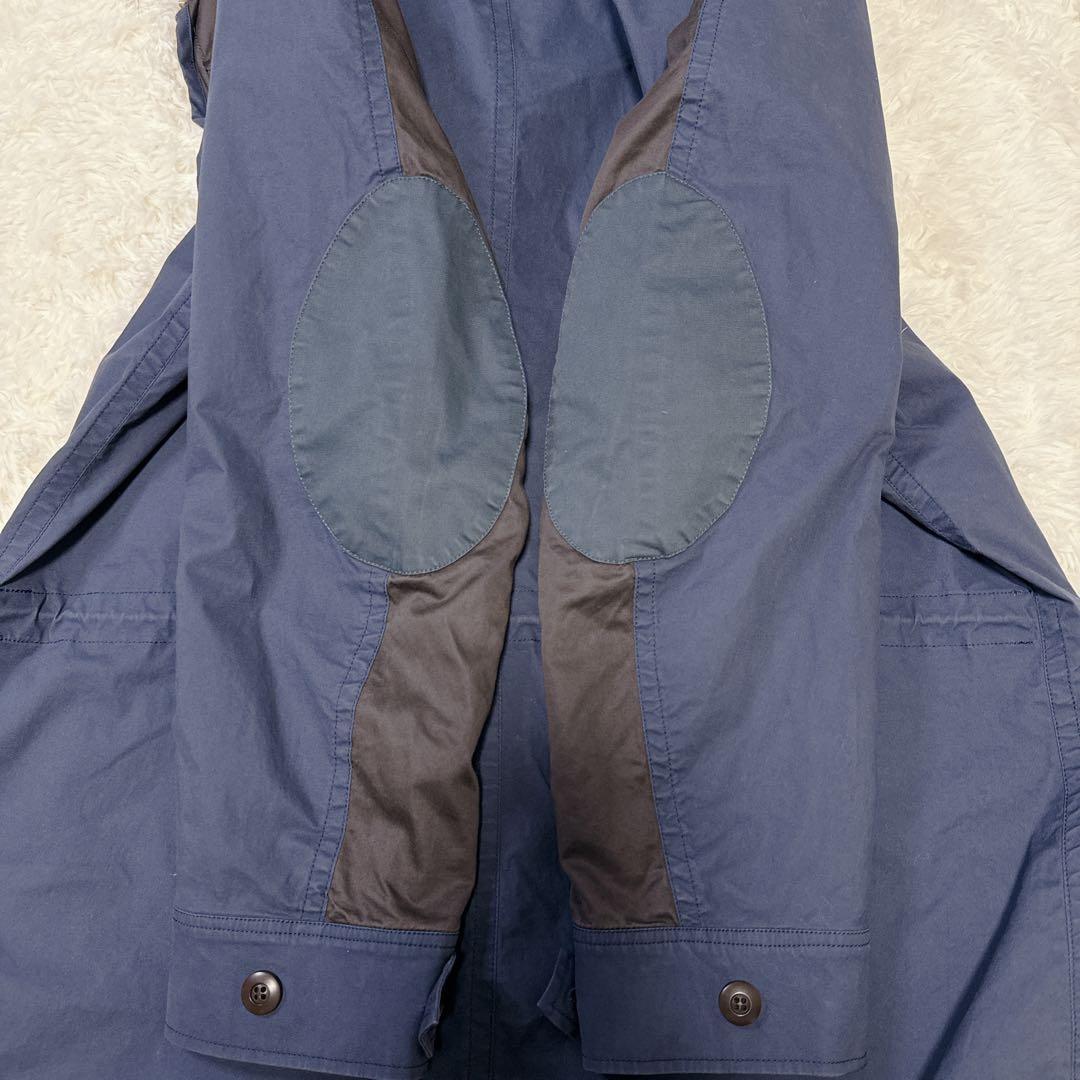 ツモリチサト モッズコート ラクーンファー ライナー付 切替 ネイビー Ｌ