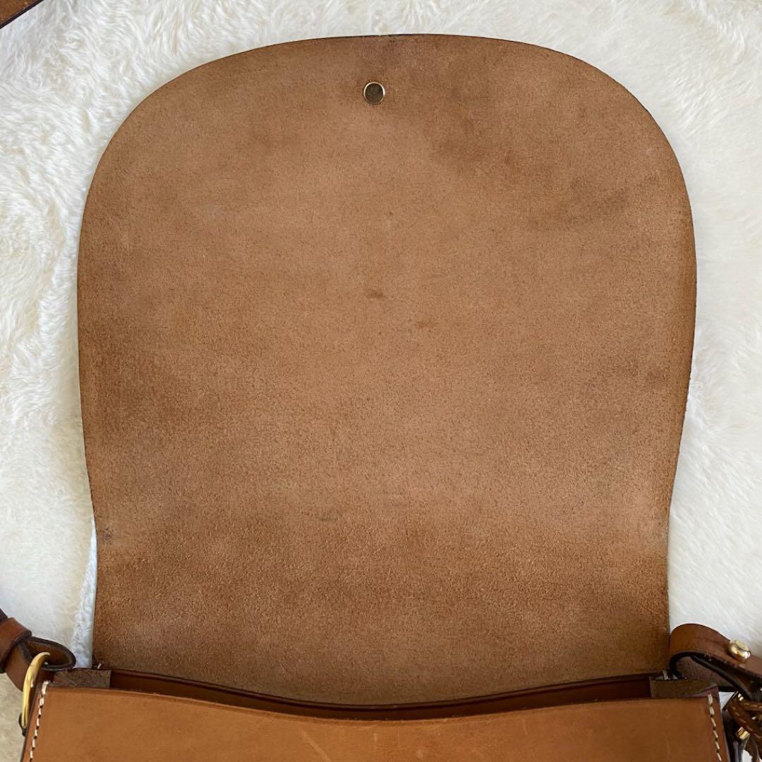 ポロラルフローレン　サドルバッグ　レザー　ショルダー　ブラウン　ロゴ　本革
