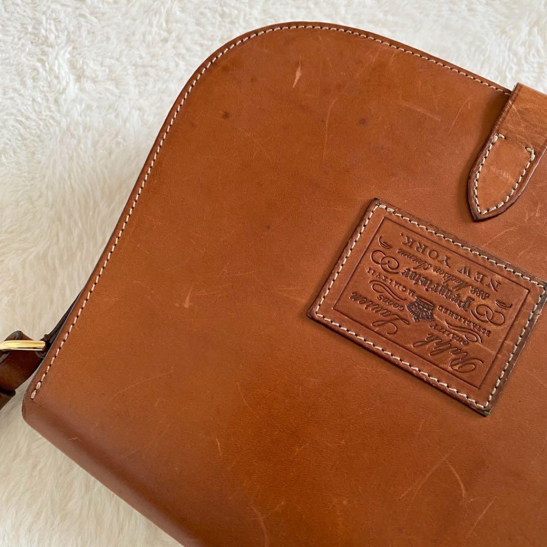 ポロラルフローレン　サドルバッグ　レザー　ショルダー　ブラウン　ロゴ　本革