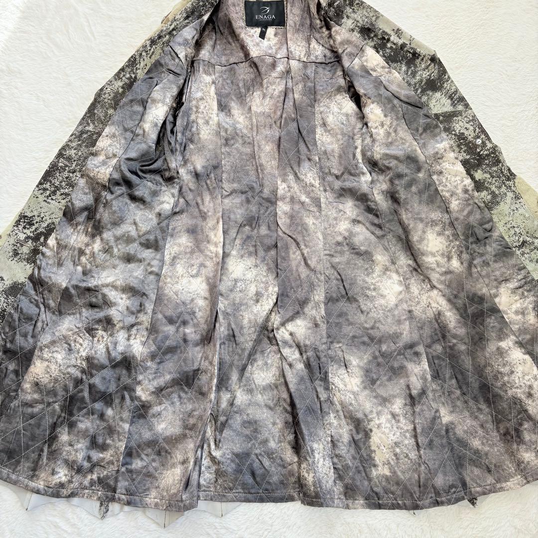 ENAGA パッチワークレザーロングコート　2XL ギザギザカット　派手　香港製